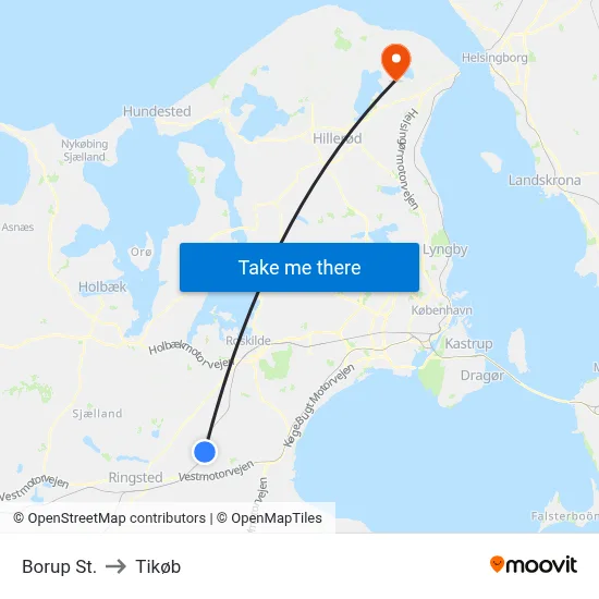 Borup St. to Tikøb map
