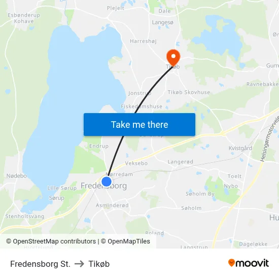 Fredensborg St. to Tikøb map
