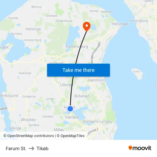 Farum St. to Tikøb map