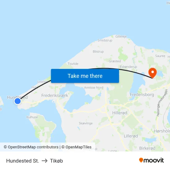 Hundested St. to Tikøb map