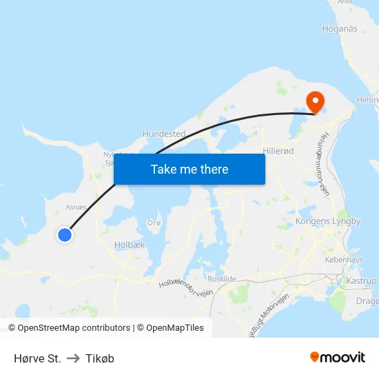 Hørve St. to Tikøb map
