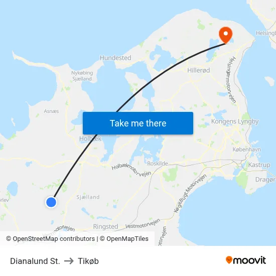 Dianalund St. to Tikøb map