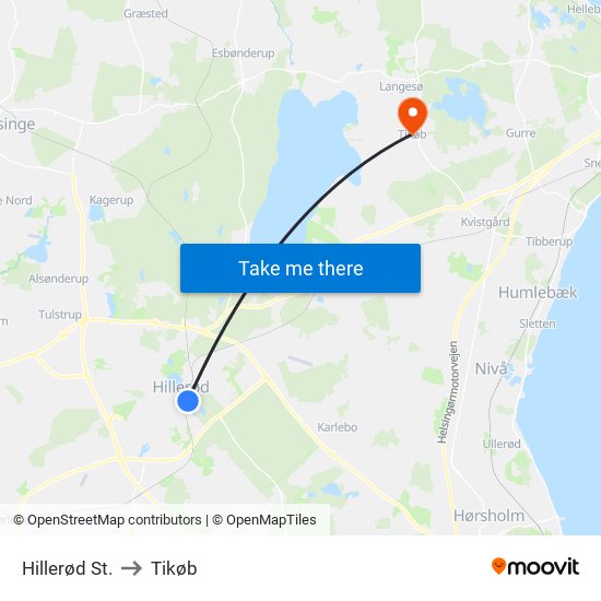 Hillerød St. to Tikøb map