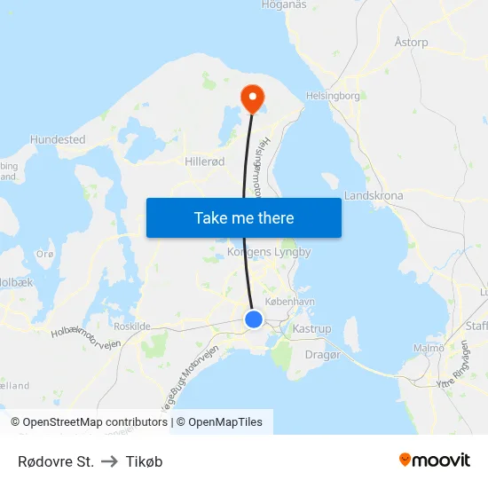 Rødovre St. to Tikøb map