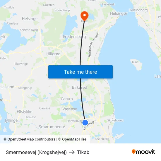 Smørmosevej (Krogshøjvej) to Tikøb map