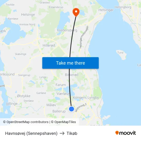 Havnsøvej (Sennepshaven) to Tikøb map