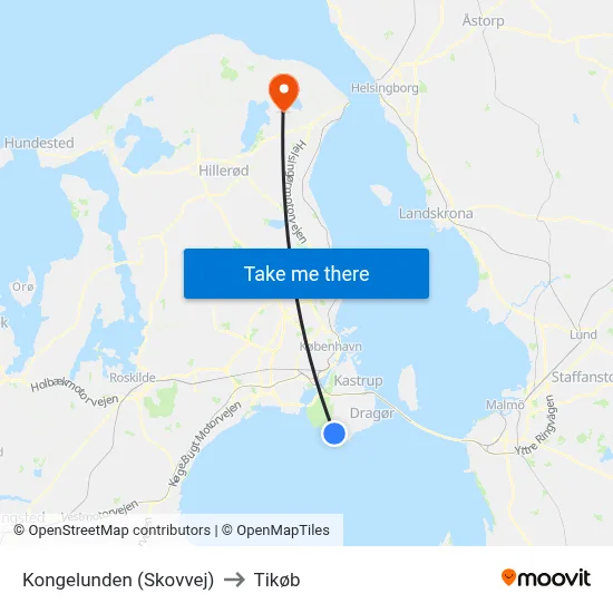 Kongelunden (Skovvej) to Tikøb map