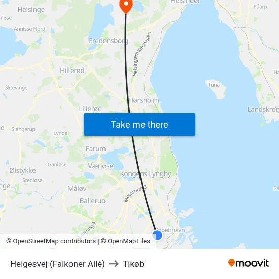 Helgesvej (Falkoner Allé) to Tikøb map