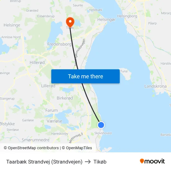 Taarbæk Strandvej (Strandvejen) to Tikøb map