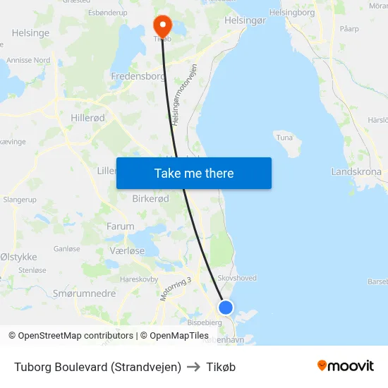 Tuborg Boulevard (Strandvejen) to Tikøb map