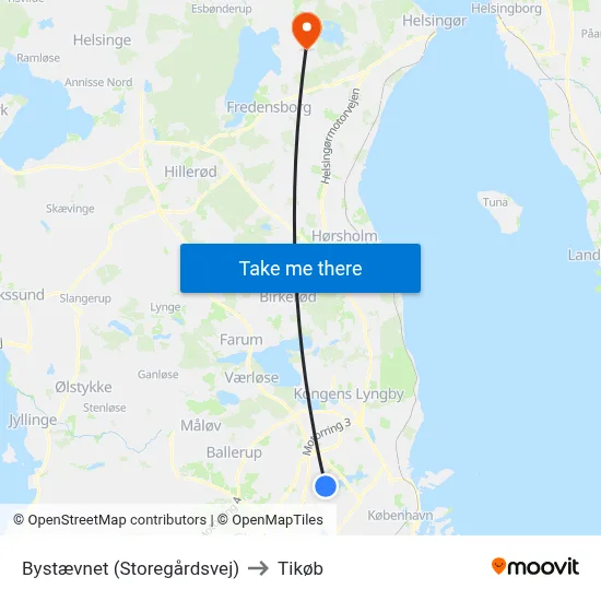 Bystævnet (Storegårdsvej) to Tikøb map