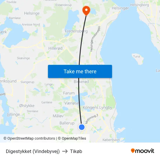 Digestykket (Vindebyvej) to Tikøb map