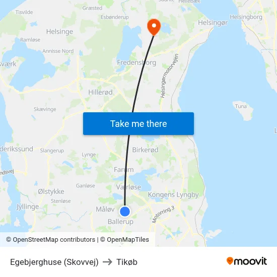 Egebjerghuse (Skovvej) to Tikøb map