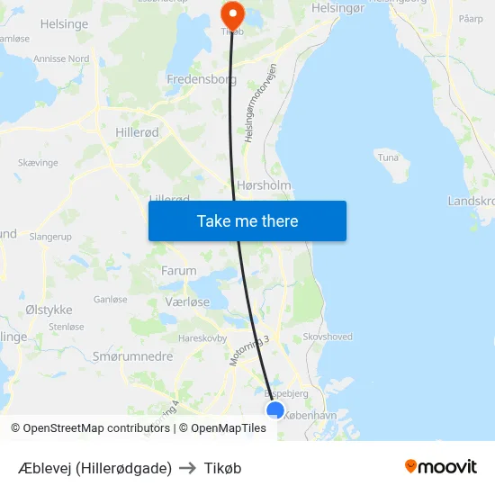 Æblevej (Hillerødgade) to Tikøb map