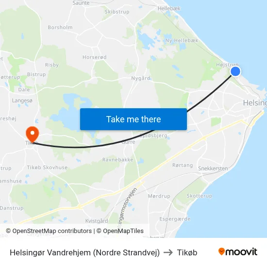 Helsingør Vandrehjem (Nordre Strandvej) to Tikøb map