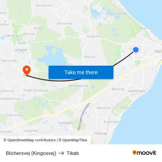 Blichersvej (Kingosvej) to Tikøb map