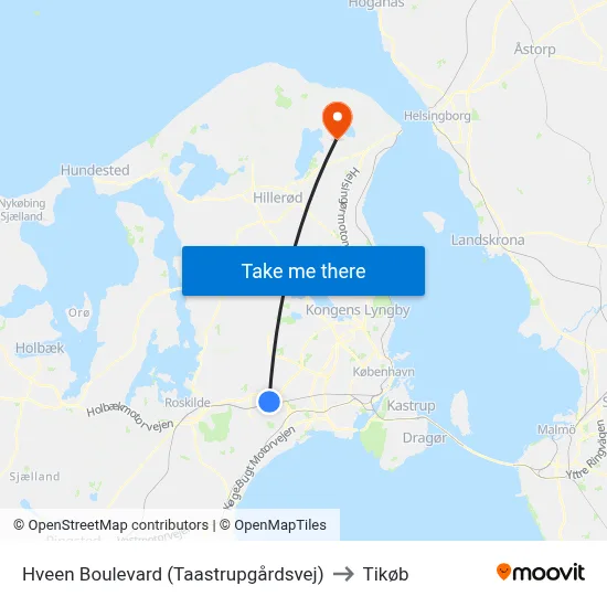 Hveen Boulevard (Taastrupgårdsvej) to Tikøb map