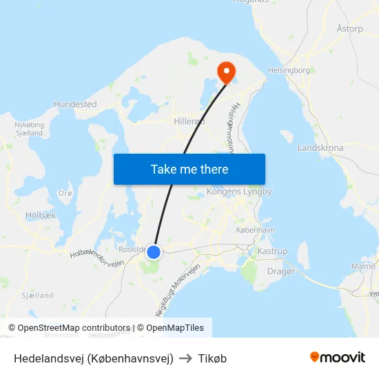 Hedelandsvej (Københavnsvej) to Tikøb map