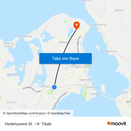 Hedehusene St. to Tikøb map