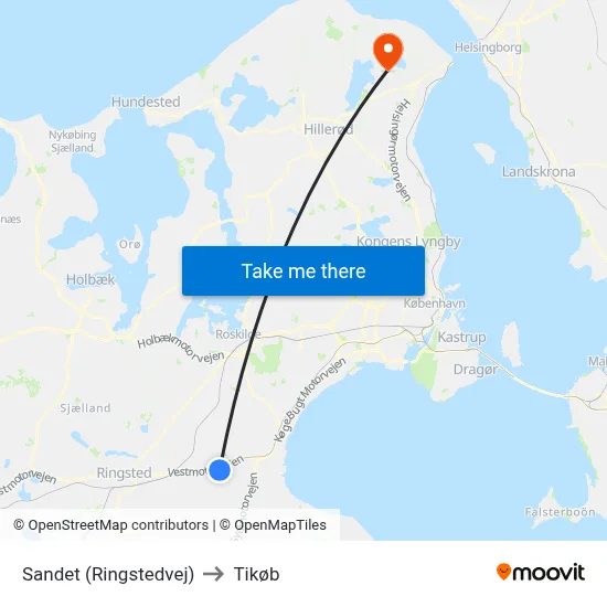 Sandet (Ringstedvej) to Tikøb map