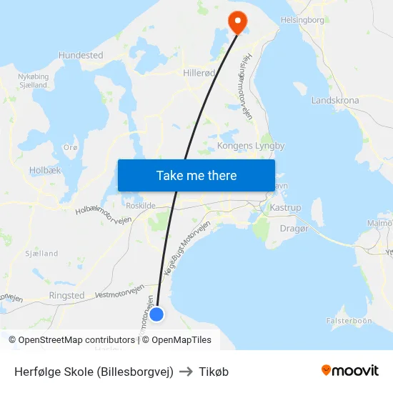 Herfølge Skole (Billesborgvej) to Tikøb map