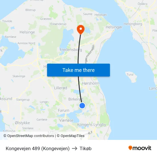 Kongevejen 489 (Kongevejen) to Tikøb map