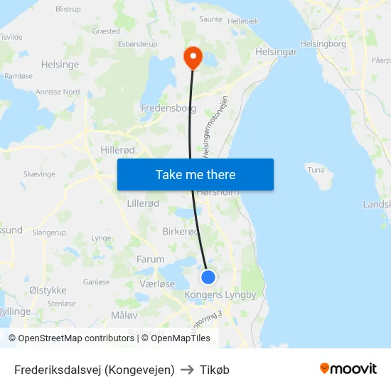 Frederiksdalsvej (Kongevejen) to Tikøb map