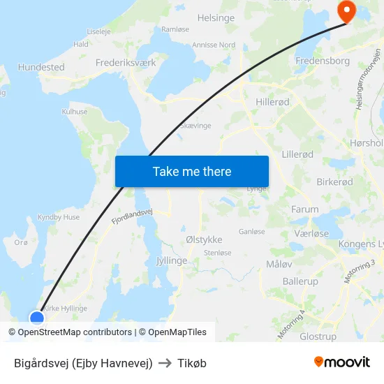 Bigårdsvej (Ejby Havnevej) to Tikøb map