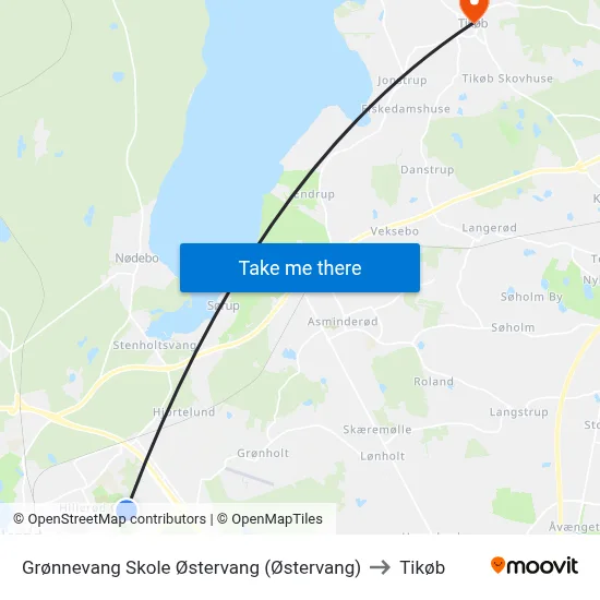 Grønnevang Skole Østervang (Østervang) to Tikøb map