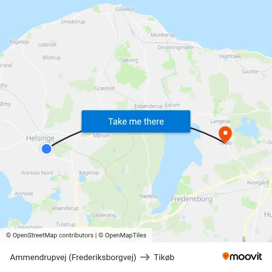Ammendrupvej (Frederiksborgvej) to Tikøb map