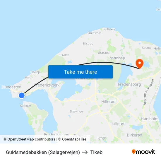 Guldsmedebakken (Sølagervejen) to Tikøb map