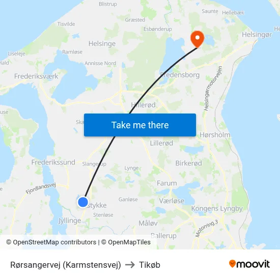 Rørsangervej (Karmstensvej) to Tikøb map