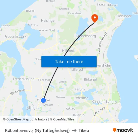 Københavnsvej (Ny Toftegårdsvej) to Tikøb map