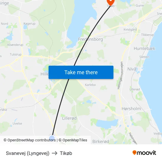 Svanevej (Lyngevej) to Tikøb map