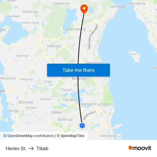 Herlev St. to Tikøb map