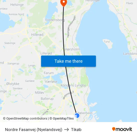 Nordre Fasanvej (Nyelandsvej) to Tikøb map