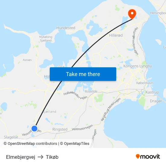 Elmebjergvej to Tikøb map