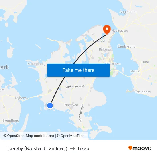 Tjæreby (Næstved Landevej) to Tikøb map