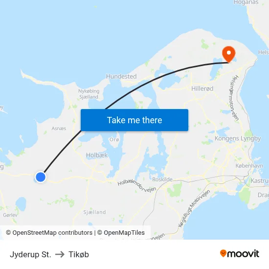 Jyderup St. to Tikøb map