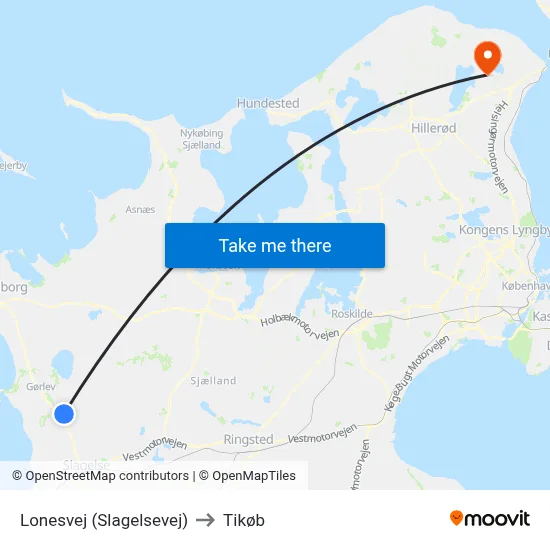 Lonesvej (Slagelsevej) to Tikøb map