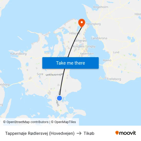 Tappernøje Rødlersvej (Hovedvejen) to Tikøb map