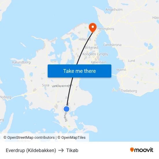 Everdrup (Kildebakken) to Tikøb map