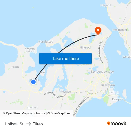 Holbæk St. to Tikøb map