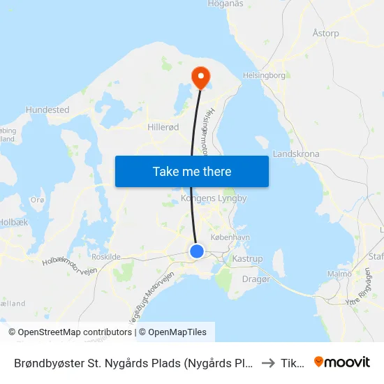 Brøndbyøster St. Nygårds Plads (Nygårds Plads) to Tikøb map