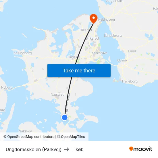 Ungdomsskolen (Parkvej) to Tikøb map