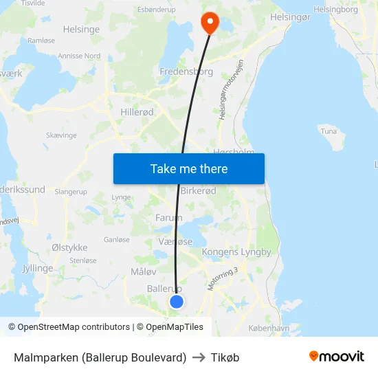 Malmparken (Ballerup Boulevard) to Tikøb map