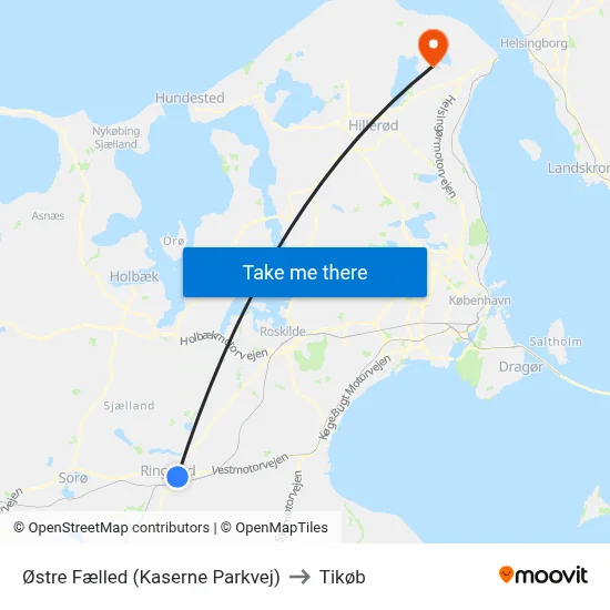 Østre Fælled (Kaserne Parkvej) to Tikøb map