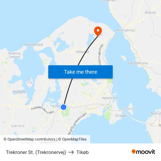 Trekroner St. (Trekronervej) to Tikøb map