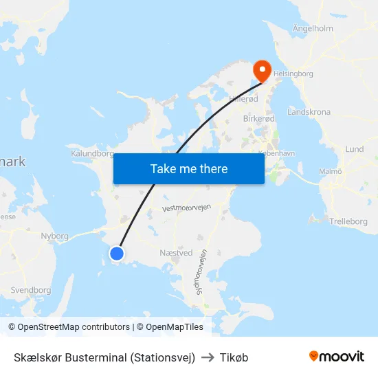 Skælskør Busterminal (Stationsvej) to Tikøb map