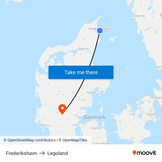 Frederikshavn to Legoland map